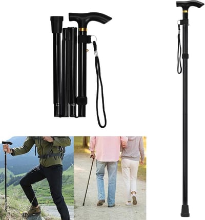 Opvouwbare Wandelstokken - Nordic Walking stokken - Ondersteuning bij Lopen - Verstelbaar Lichtgewicht - 85-95 cm - Zwart