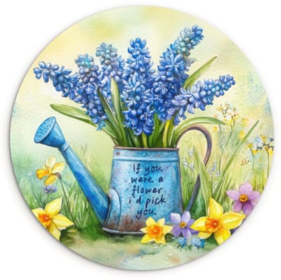 WallCircle® Wandcirkel 120x120 cm - Muurcirkel Lavendelbloemen - Quote - Gieter - Muurdecoratie woonkamer - Wanddecoratie slaapkamer - Kamer decoratie accessoires - Ronde schilderijen XXL