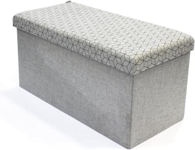 Opbergbank - Zetel Kruk - Ruimte Besparen - Opvouwbaar Design - 76 cm - Lichtgrijs