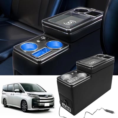 Center console met opbergcompartiment en draadloos opladen voor VW T5 T6 T6.1, universele console met USB en LED verlichting, ideaal voor extra opslag en gemak in uw auto