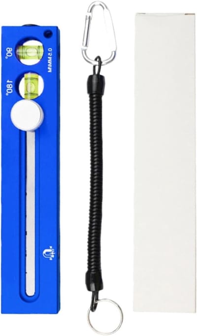 Houtbewerking Aftekengereedschap - Markeerliniaal Schuifliniaal - Nauwkeurig Meten - Waterpasbel Geïntegreerd - 18.5 cm - Blauw