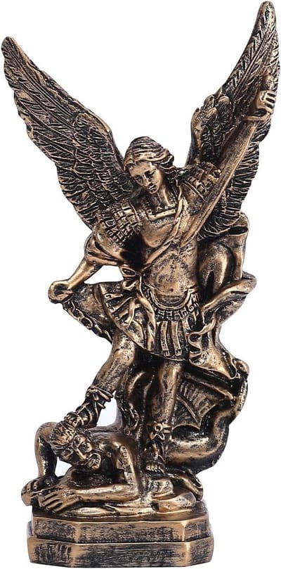 Bronzen Engel Beeld - Aartsengel Michael - Religieuze Decoratie - Handgeschilderd Bronzen Afwerking - 132 cm - Brons