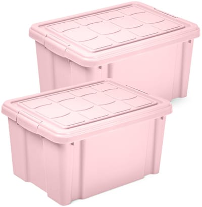 Plasticforte Multi Storage Opslagbox met deksel - 2x - roze - 16 liter - 40 x 30 x 21 cm - kunststof - opbergdoos - opbergen