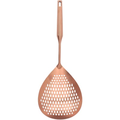 Écumoire Louche Acier Inoxydable 304 Qualité Alimentaire Manche Long Grande Débit Cuillère Écumoire pour Cuisine Rose L(for 6.5-9kg) rose or