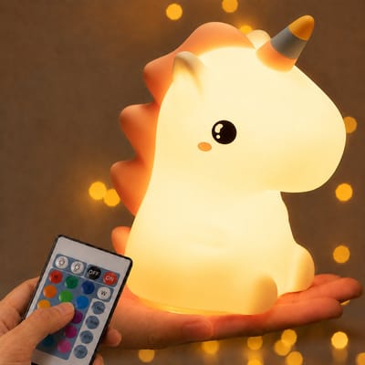 Sercano Kinder Nachtlampje - Baby LED Slaaplampje met Afstandsbediening - Kindveilig - 16 Kleuren & Dimbaar - Tot 10 uur - Oplaadbaar (1200mAh)