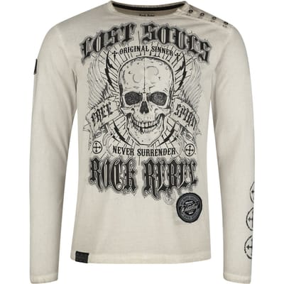 Rock Rebel by EMP - Rock Shirt met lange mouwen - Skulls & Details - M tot XXL - voor Mannen - grijs