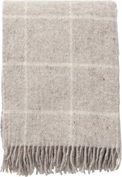 Klippan Vinga Island - Beige - Plaid - Woondeken - 100% wol - Lamswol - Ecologische wol - Beige Wolwit - Wasbaar - 130cm x 200cm