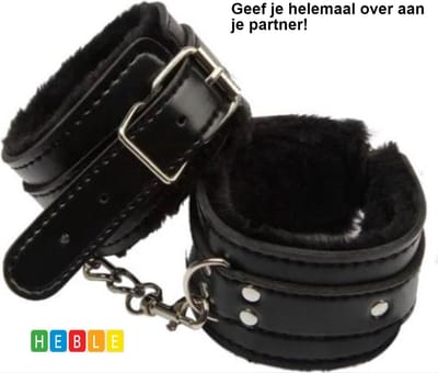 *** Zwarte Pluche Handboeien voor Beginners - Erotische BDSM Speeltjes - van Heble® ***