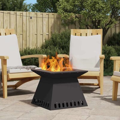vidaXL - Vuurkom - Zwart - 48 - x - 48 - x - 40 - cm - weervast - staal