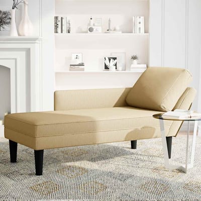 vidaXL - Chaise - longue - met - kussen - corduroy - stof - grijsgroen