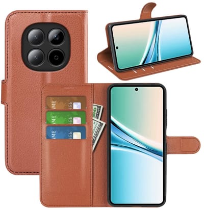 MobyDefend Hoesje - Geschikt voor Xiaomi Redmi Note 15 5G - Kunstleren Wallet Book Case (Sluiting Voorkant) - Bruin