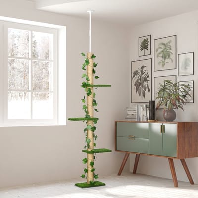 REDOM - Kattenkrabpaal - krabben - verticale structuur - 37L x 21B x 202- 242H cm groen