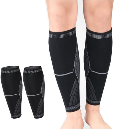 Dailygoods- Compressiemanchetten voor kuiten - Compressiekousen - Steunbeenwarmers - Sokken zonder voet - 2 stuks - Hoogwaardig nylonmateriaal - Kuitkousen