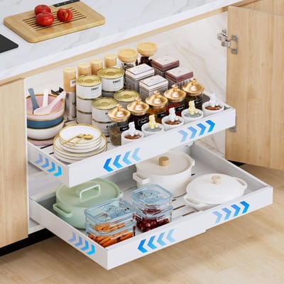 Uittrekbare keukenladen organizer - instelbare breedte 32-53 cm voor optimale keukenorganisatie