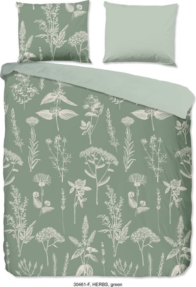 Good Morning dekbedovertrek bloemen - Lits jumeaux 240x200/220 cm - Groen - 100% Katoen flanel