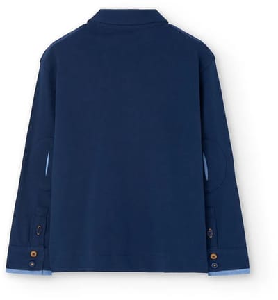 Boboli Pique Lange Mouw Poloshirt Blauw 7 Years Jongen