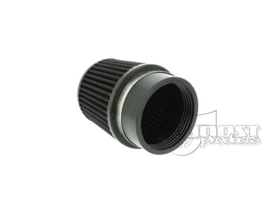 Universeel zwart luchtfilter 90mm lang met 76mm aansluiting