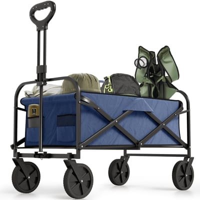 Avalo Bolderkar Opvouwbaar Compact - 80L en 90kg draagvermogen - Bolderwagen met 360° Wielen - Blauw