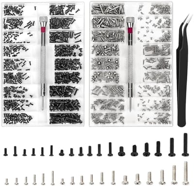 Dailygoods- Schroevenset 1000 Stuks - Mini Schroevendraaierset - Pincet voor Reparaties - Assortimentsdoos Schroeven - Koolstofstaal - Duurzaam en Robuust