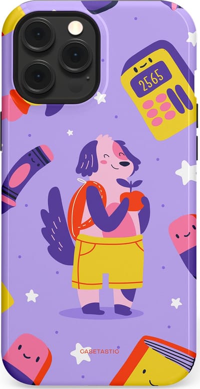 Casetastic hoesje geschikt voor Apple iPhone 12 Pro Max - MagSafe - Dubbellaagse bescherming - Tussen boeken en sterren - Fashion Case - Lavendel Geel