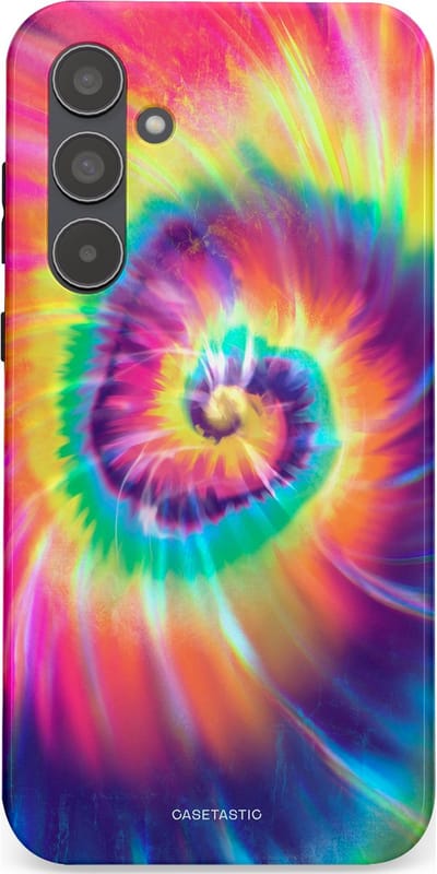 Casetastic hoesje geschikt voor Samsung Galaxy A55 - Dubbellaagse bescherming - Kleurrijke draaikolk - Fashion Case - Donkerblauw Roze Goud Lavendel