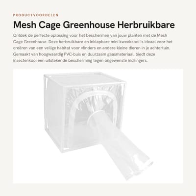Dailygoods- Kweekkooi Duurzaam - Insectenkooi - Mesh Kooi - 40x30x40cm - Herbruikbaar - Goede Luchtdoorlaatbaarheid