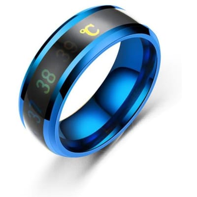 Temperatuur Ring Titanium Staal Stemming Emotie Gevoel Intelligente Temperatuurgevoelige Ringen Voor Vrouwen Mannen Waterdichte Sieraden 9 blauw