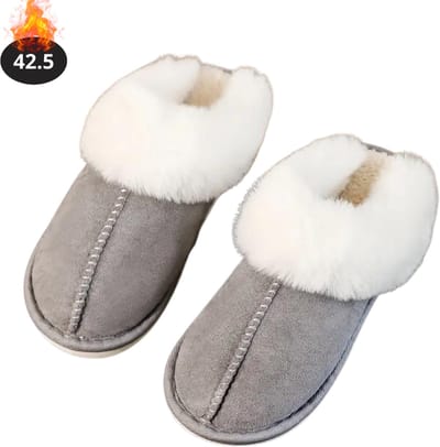 Nivard Warme Pantoffels - Sloffen - Slippers - Dames - Heren - Pluche - Maat 42.5 - Grijs