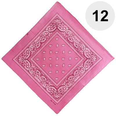 Fako Fashion - Bandana - Hoofddoek - Mondbescherming - Zakdoek - Paisley - Roze - 12 Stuks