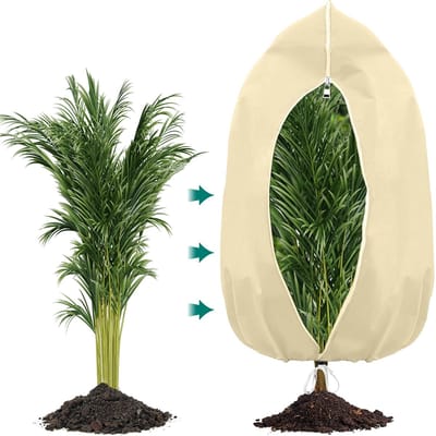 Dailygoods- Plantenbeschermingshoes Winterbescherming - Plantenhoes tegen Vorst - Ademend - Herbruikbaar - Verstelbaar Trekkoord - 120 x 140 cm