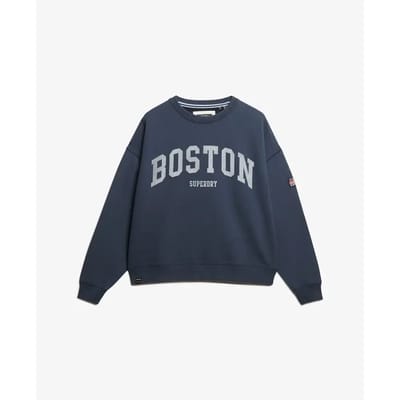 Superdry Athletic Essentials Oversized Sweatshirt met Ronde Hals Blauw Grootte: 38