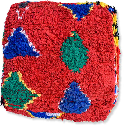 Poufs&Pillows Handgeweven Vloerkussen Boucharouite - 60x60 CM - Marokkaanse Kussen XL - 100% wol - gevuld geleverd k1113