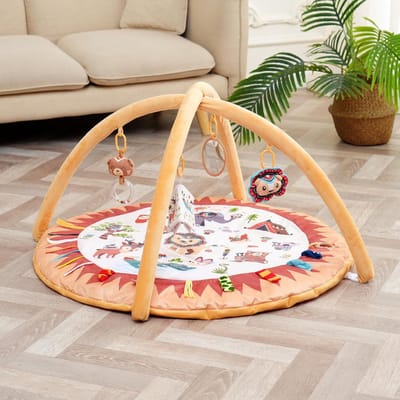 Aura® Speelgoedkleed Baby met Boog - Speelmat- Babykleed - 0/12 Maanden - Bruin - 90cm x 90cm x 50cm; 1.43 kg