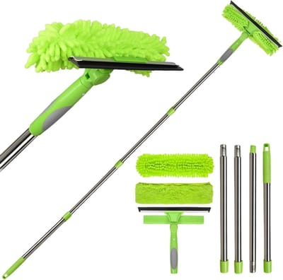 Raamwisser Kit - Waswisser Huishoudelijk - Streeploos Reinigen - Verstelbare Hoekkop - Tot 180 cm - Meerkleurig