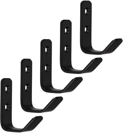 5 stuks Kapstokhaken ALBA echt roestvrij staal 58 x 20 mm zwarte jashaken van SOTECH