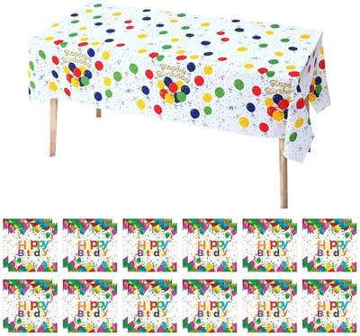 Dailygoods- Tissuepapier 24 Stuks - Feestdecoratie - Tafelkleed 1 Stuk - Kleurrijke Ballonnen - Zacht Papier - 33x33 Cm