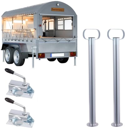 Allero Steunpoot - Steunklemmen - Klemmen - Steunbuizen - 2 Stuks - 48 mm - Hoogwaardig Staal - Zilver - Klembeugel - Aanhangwagen