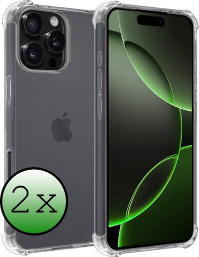 Hoesje 2 Stuks - Geschikt voor Apple iPhone 16 Pro - Sterk & Shockproof - Siliconen Case - Back Cover - Telefoon Hoes Shock Proof - Transparant
