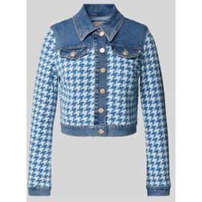 Jeansjack met pied-de-poule-motief