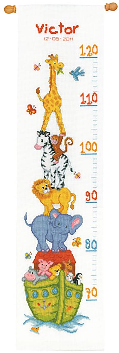 Vervaco - Telpakket kit - Geboorte - Groeimeter - Ark van Noah - PN-0011807 - Borduren - Borduurpakket - Borduurpakket geboorte - Borduurpakket volwassenen