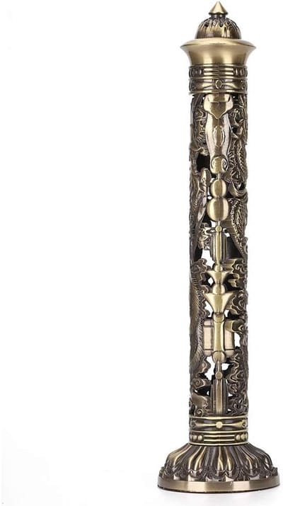 Retro Bronzen Draken en Feniks Wierookhouder met Opbergdoos - Verticale Wierookbrander voor Thuisdecoratie en Theekamer met Asopvang en Nostalgische Stijl