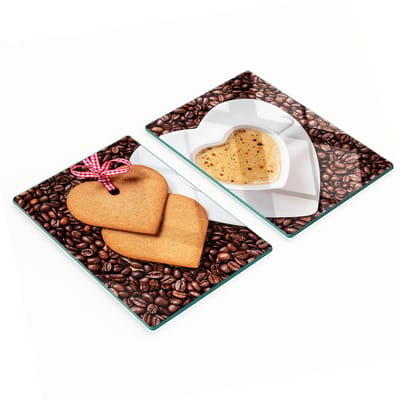 Keukenplanken van gehard glas met afbeeldingen van koffie en peperkoek, 2x40x52 cm