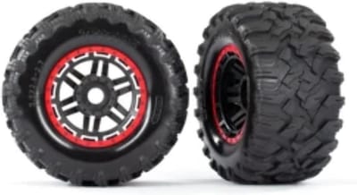 Banden en Velgen Set (Zwart/Rood) voor 17mm Assen - Geschikt voor Maxx Terreinwagens