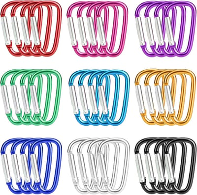 18 stuks karabijnhaken, kleine sleutelhangers, karabijnhaken, kleine karabijnhaken, sleutelhanger, meerkleurige karabijnhaak, aluminiumlegering, kleine karabijnhaken