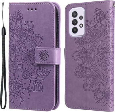 Coverup Hoesje - Geschikt voor Samsung Galaxy A33 Hoesje - Coverup Mandala Bloemen Book Case - Paars