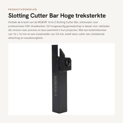 Dailygoods- Slotting Cutter Hoge Treksterkte - Draaigereedschaphouder 16x16mm - Corrosiebestendig - Slijtvaste Afwerking - Inclusief Inbussleutel - Hoge Nauwkeurigheid - Draaigereedschap