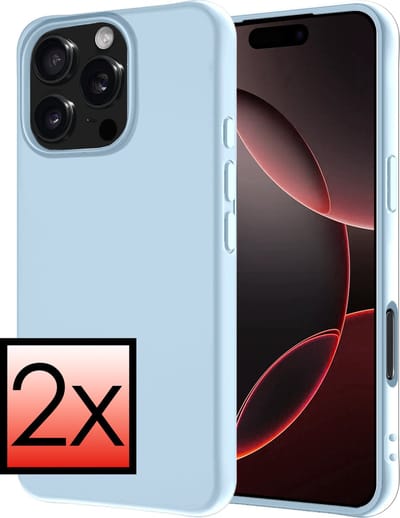 Hoesje - 2 Stuks - Geschikt voor Apple iPhone 16 Pro - Sterk & Shockproof - Case Siliconen - Back Cover - Telefoon Hoes - Lichtblauw
