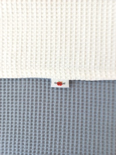Oogappel Dubbele Wafelstof Ledikantdeken Licht Jeans-Blauw-Offwhite