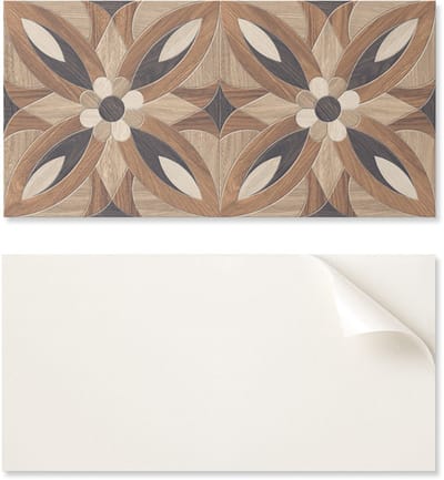 Zelfklevend vinyl wandbekleding met print, 100x50 cm, bloemen- en houtpatroon