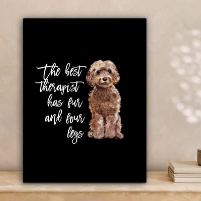 Canvas Schilderij Quotes - Spreuken - Hond - The best therapist has fur and four legs - 30x40 cm - Wanddecoratie